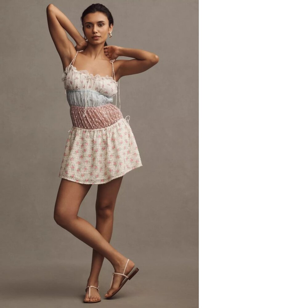 For Love & Lemons Elula Mini Dress XXS 2XS pink floral new nwt - Picture 3 of 8